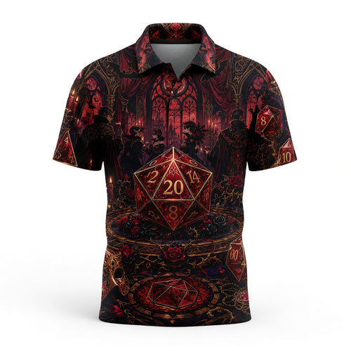 Gothic Vampire Dice AOP T-Shirt - Dark Masquerade RPG Streetwear