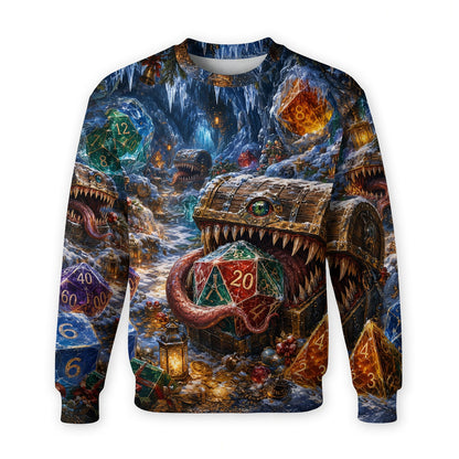 Christmas Mimic Dice AOP T-Shirt - Fantasy RPG Holiday Apparel