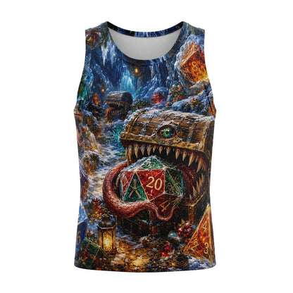 Christmas Mimic Dice AOP T-Shirt - Fantasy RPG Holiday Apparel