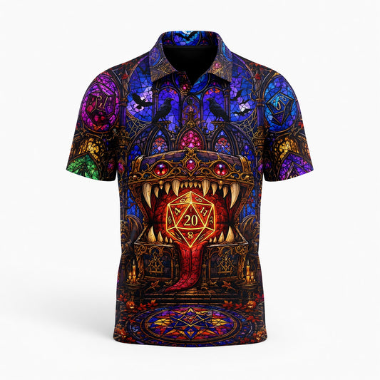 Fantasy Dungeon Mimic Dice AOP T-Shirt - Gothic Fantasy RPG Apparel