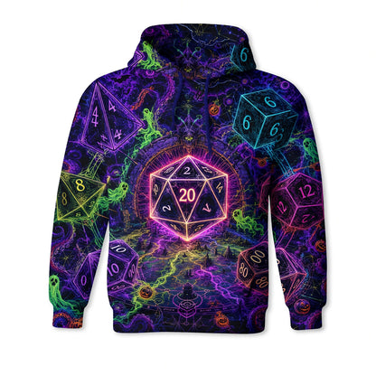 Halloween Dice AOP T-Shirt - Spooky Neon RPG Fantasy Apparel