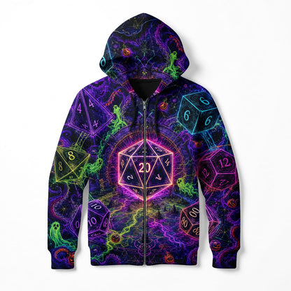 Halloween Dice AOP T-Shirt - Spooky Neon RPG Fantasy Apparel