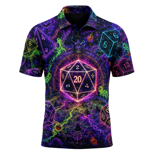 Halloween Dice AOP T-Shirt - Spooky Neon RPG Fantasy Apparel