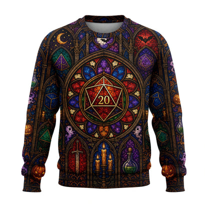 Fantasy Dungeon D20 AOP T-Shirt - Gothic Halloween Stained Glass