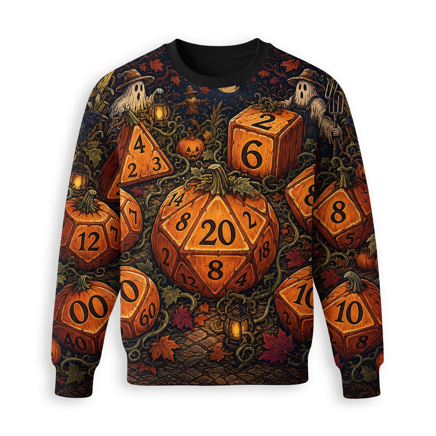 Halloween Dice AOP T-Shirt - Spooky Pumpkin RPG Streetwear