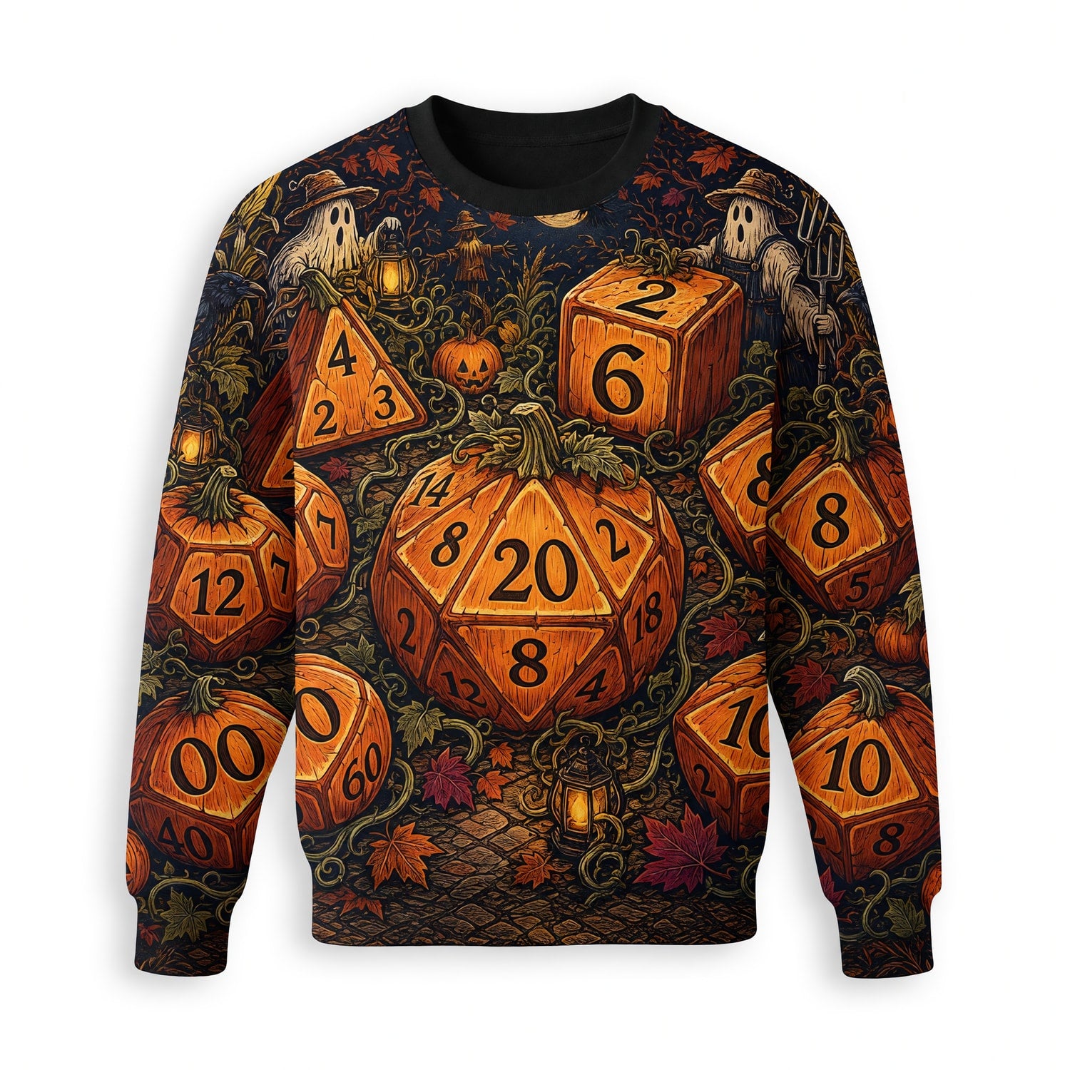 Halloween Dice AOP T-Shirt - Spooky Pumpkin RPG Streetwear