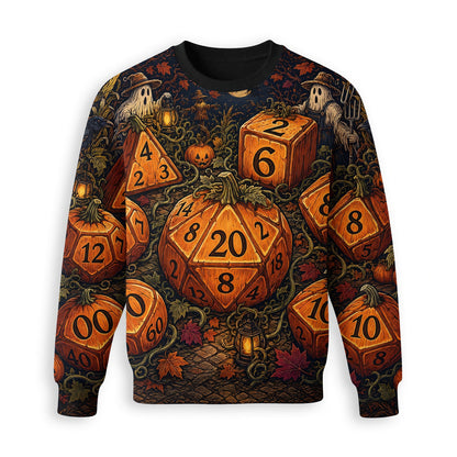Halloween Dice AOP T-Shirt - Spooky Pumpkin RPG Streetwear