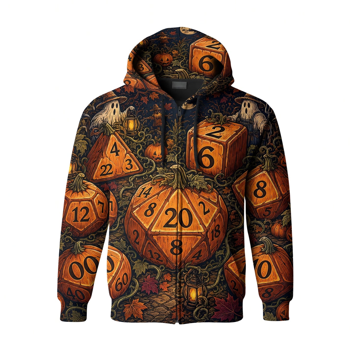 Halloween Dice AOP T-Shirt - Spooky Pumpkin RPG Streetwear