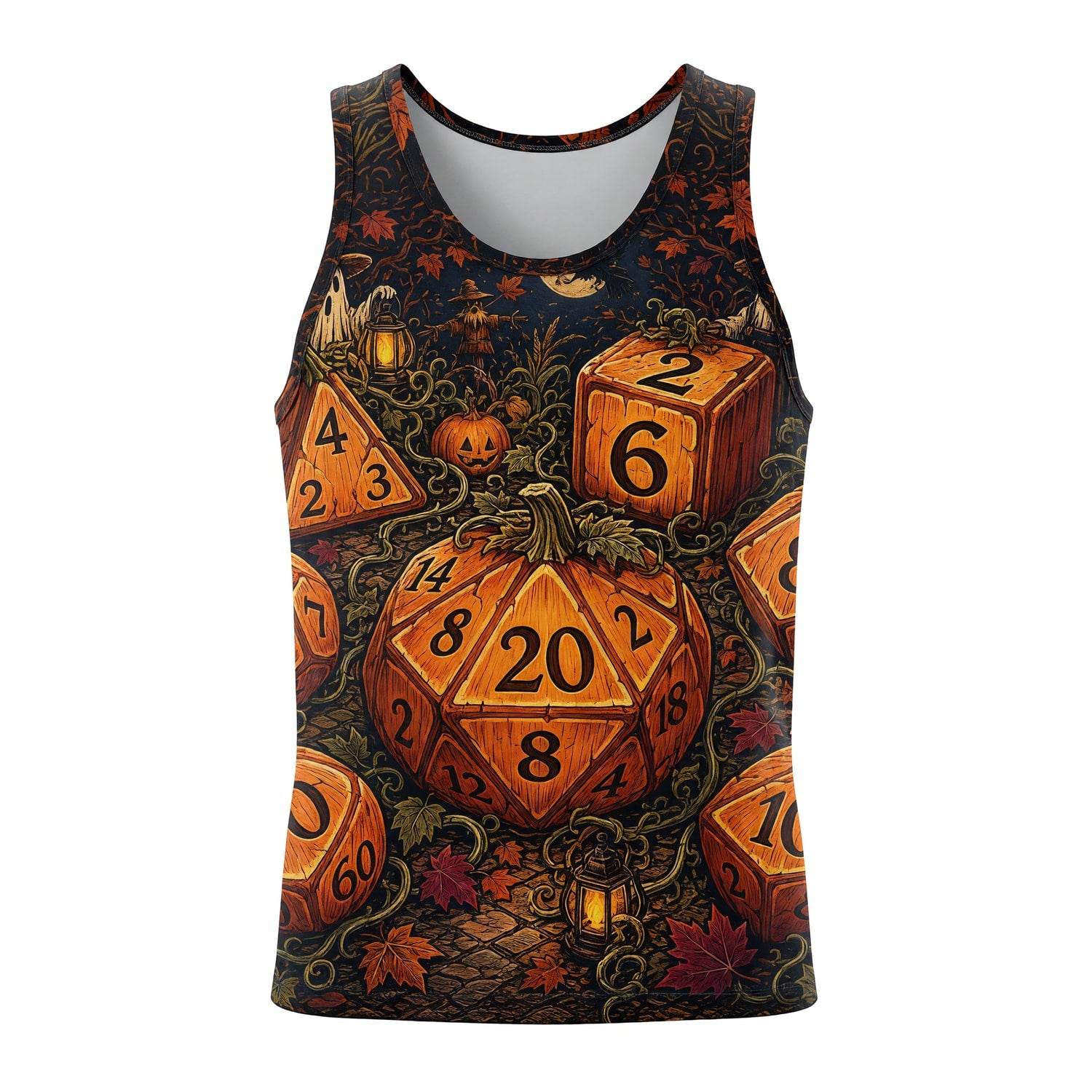 Halloween Dice AOP T-Shirt - Spooky Pumpkin RPG Streetwear