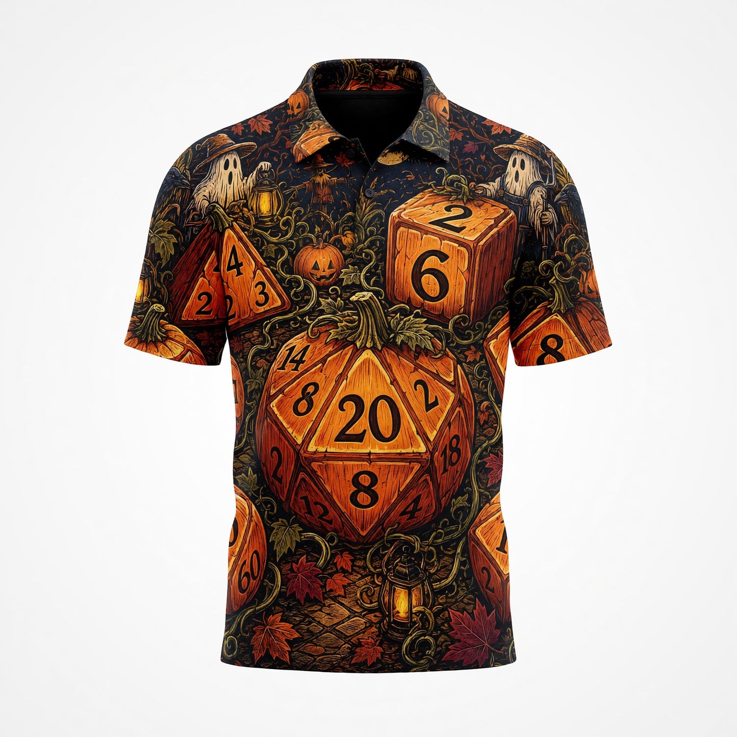Halloween Dice AOP T-Shirt - Spooky Pumpkin RPG Streetwear