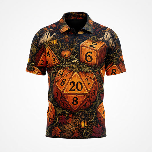 Halloween Dice AOP T-Shirt - Spooky Pumpkin RPG Streetwear