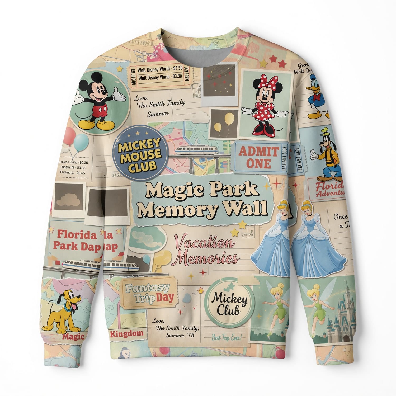 Vacation Memories AOP Apparel - Classic Mouse Park Collage