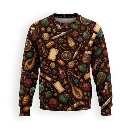 Fantasy Dungeon AOP Apparel - Fantasy RPG Dice Treasure Pattern