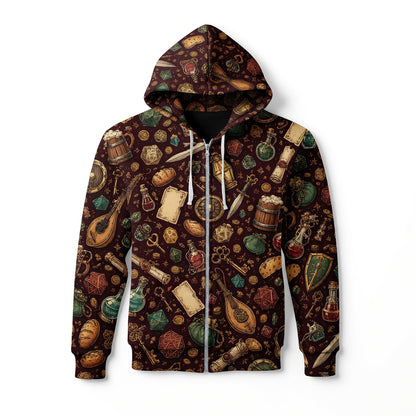 Fantasy Dungeon AOP Apparel - Fantasy RPG Dice Treasure Pattern