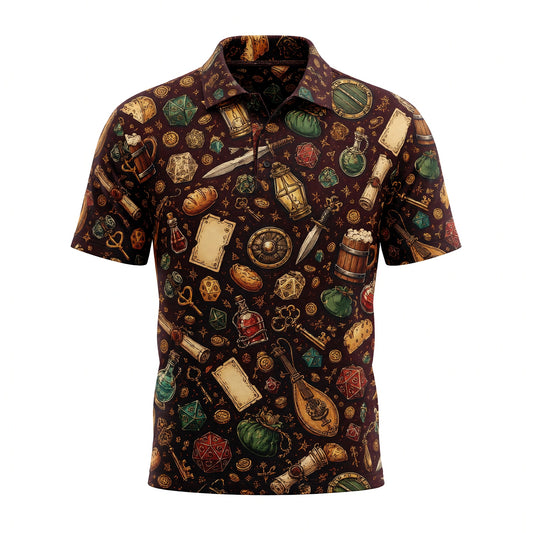 Fantasy Dungeon AOP Apparel - Fantasy RPG Dice Treasure Pattern
