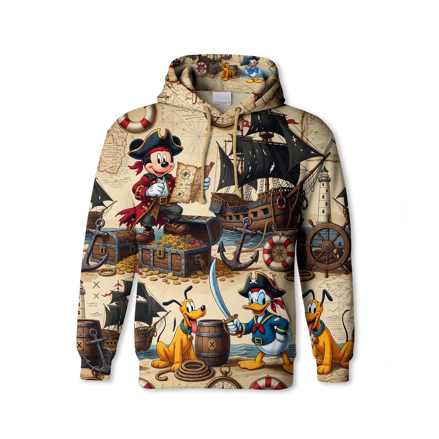 Pirate Mouse Duck AOP Apparel - Pup Treasure Map Adventure