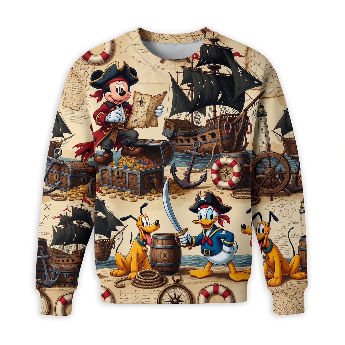 Pirate Mouse Duck AOP Apparel - Pup Treasure Map Adventure