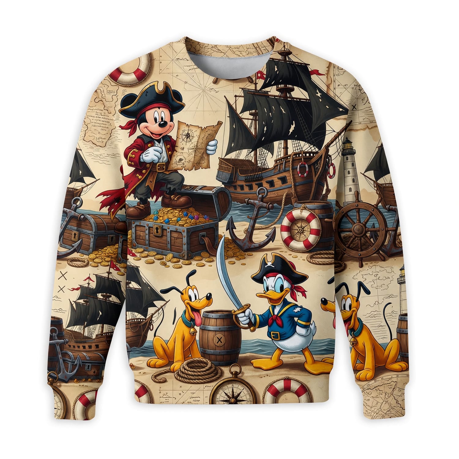 Pirate Mouse Duck AOP Apparel - Pup Treasure Map Adventure