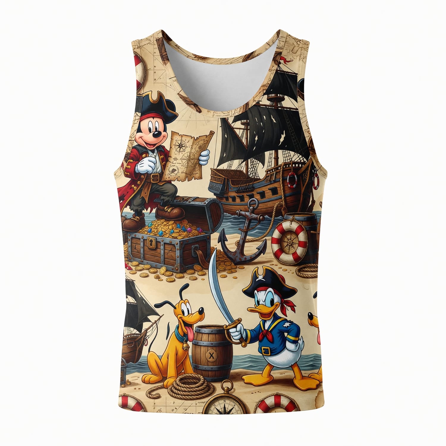 Pirate Mouse Duck AOP Apparel - Pup Treasure Map Adventure