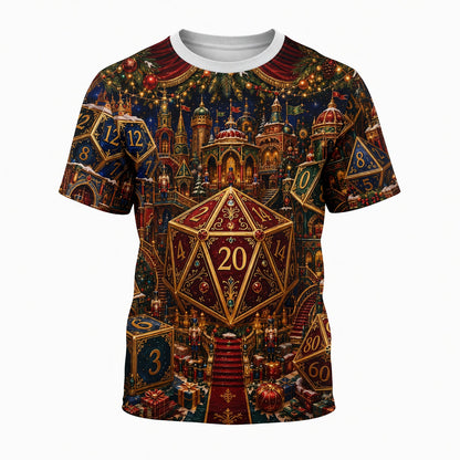 Christmas Dice Village AOP T-Shirt - Fantasy Holiday Streetwear