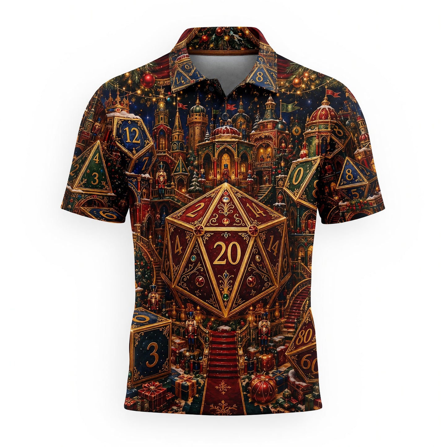 Christmas Dice Village AOP T-Shirt - Fantasy Holiday Streetwear