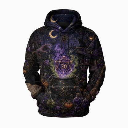 Witch D20 Cauldron AOP T-Shirt - Fantasy RPG Streetwear