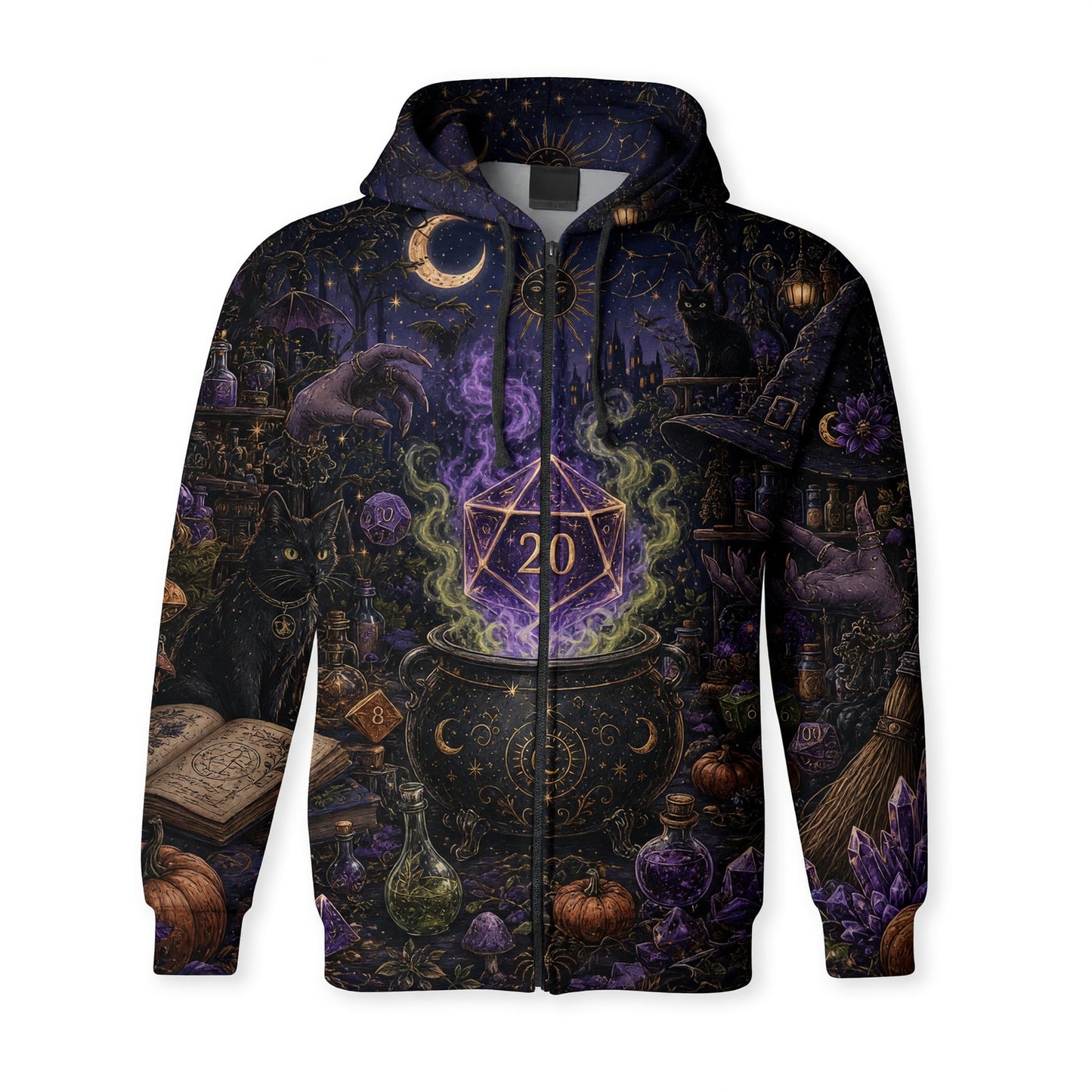 Witch D20 Cauldron AOP T-Shirt - Fantasy RPG Streetwear