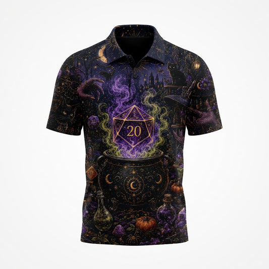 Witch D20 Cauldron AOP T-Shirt - Fantasy RPG Streetwear