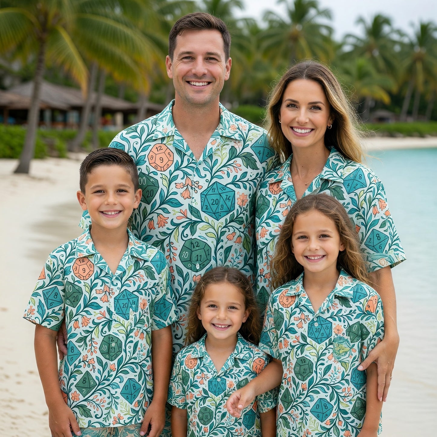 Tabletop RPG Dice Hawaiian Shirt - Floral Fantasy Dungeon Pattern