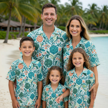 Tabletop RPG Dice Hawaiian Shirt - Floral Fantasy Dungeon Pattern