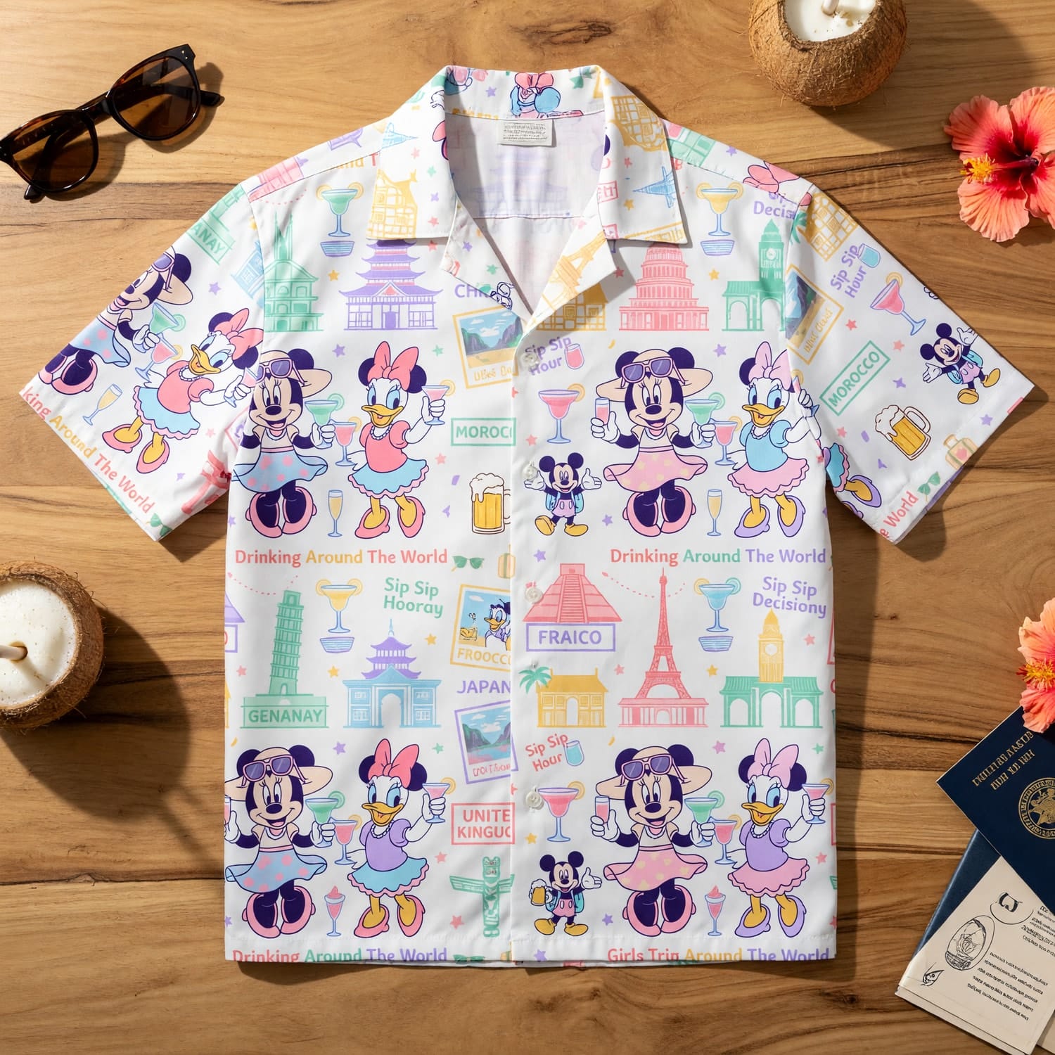 World Park Drinking Around The World Hawaiian Shirt - Girls Trip Pattern