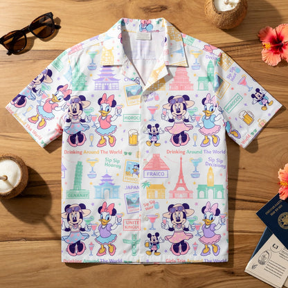 World Park Drinking Around The World Hawaiian Shirt - Girls Trip Pattern