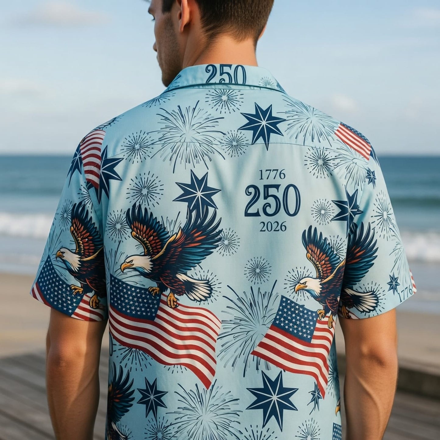 America 250 Bald Eagle Light Blue Premium Hawaiian Shirt - 1776-2026 Patriotic Aloha - HW06BFR001