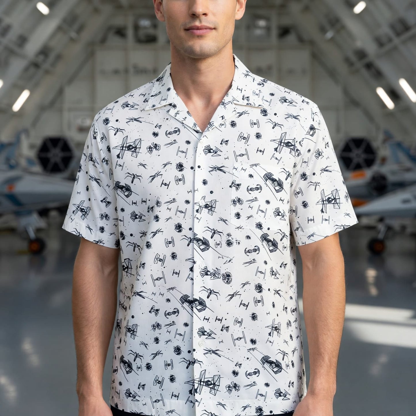 Galactic Spaceship Hawaiian Shirt - Galactic Fleet Pattern Apparel