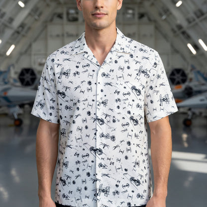 Galactic Spaceship Hawaiian Shirt - Galactic Fleet Pattern Apparel