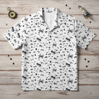 Galactic Spaceship Hawaiian Shirt - Galactic Fleet Pattern Apparel