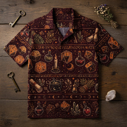 Mystic Dice Hawaiian Shirt - Witchy Fantasy Potion Pattern