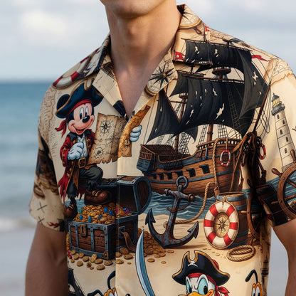 Pirate Mouse Duck Hawaiian Shirt - Adventure Beachwear