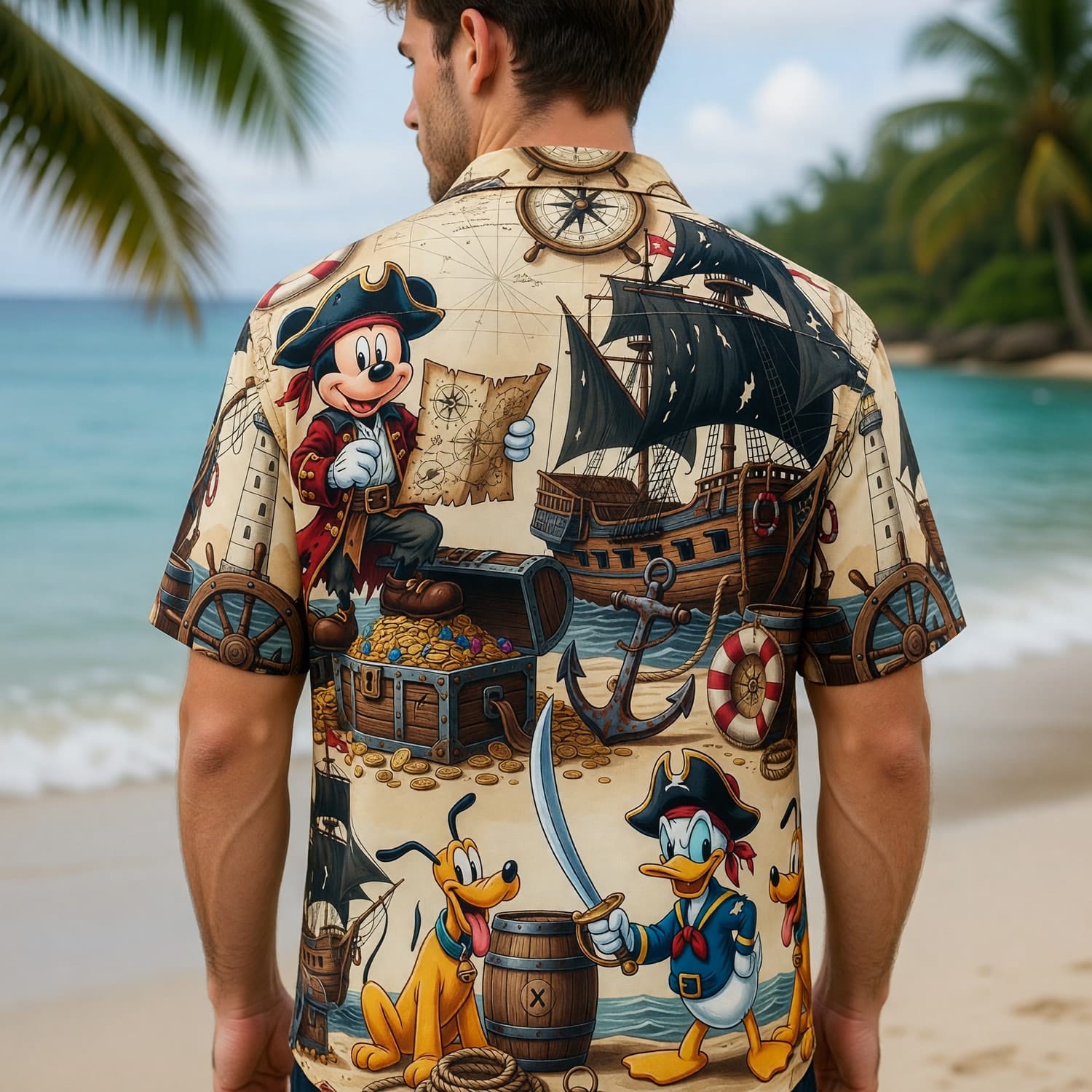 Pirate Mouse Duck Hawaiian Shirt - Adventure Beachwear