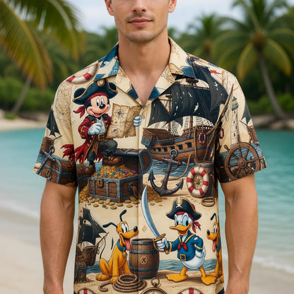 Pirate Mouse Duck Hawaiian Shirt - Adventure Beachwear