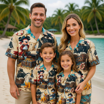 Pirate Mouse Duck Hawaiian Shirt - Adventure Beachwear