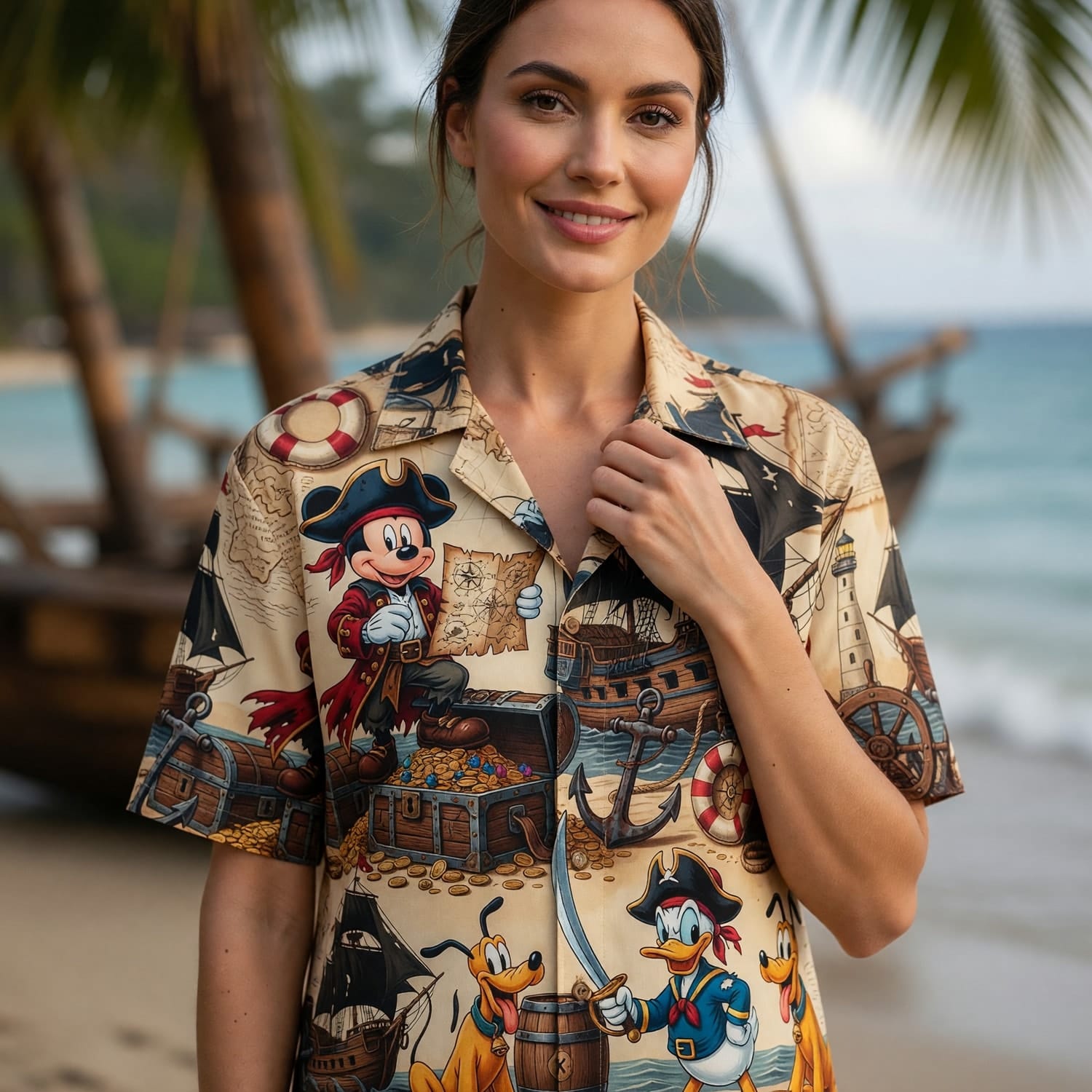 Pirate Mouse Duck Hawaiian Shirt - Adventure Beachwear