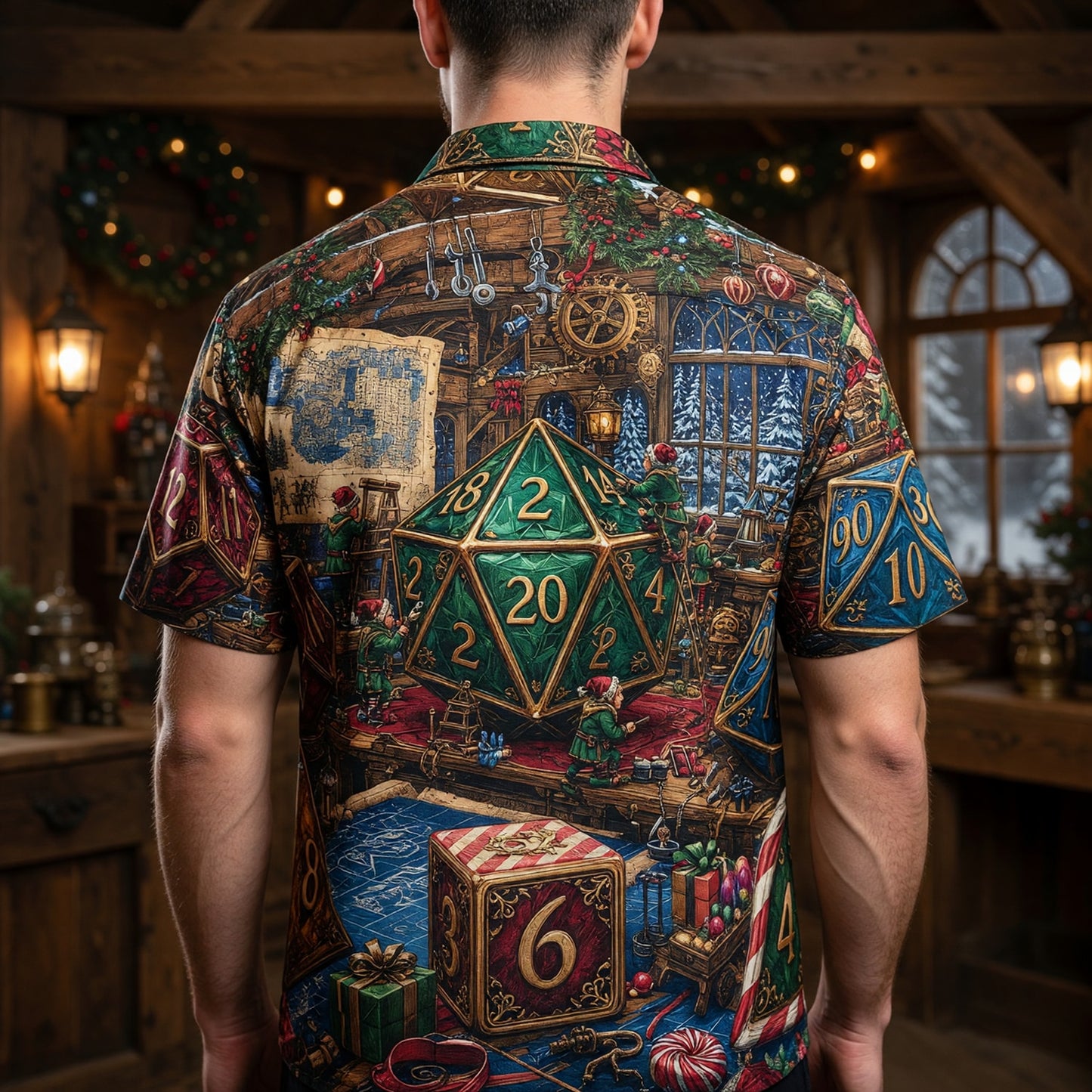 Christmas Dice Hawaiian Shirt - Fantasy Holiday Apparel