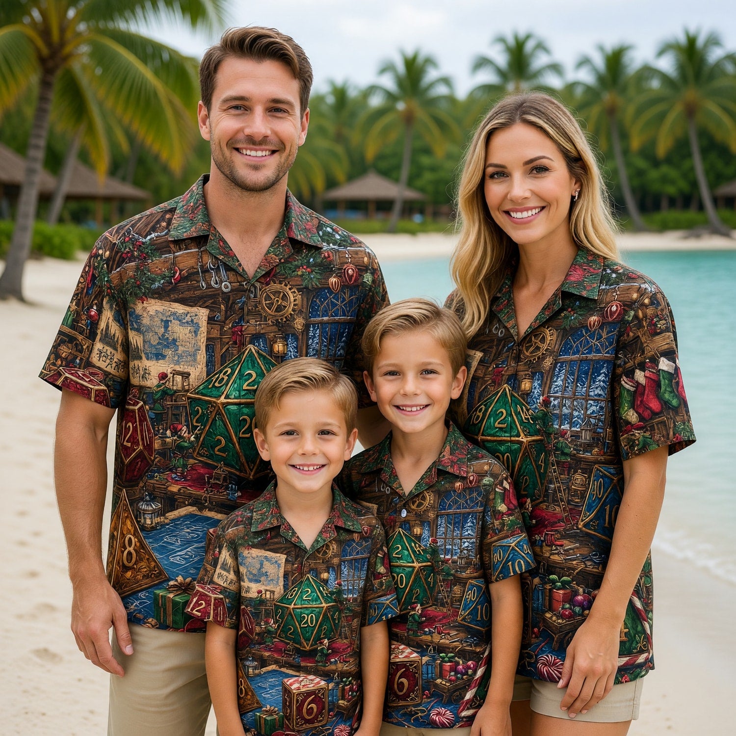 Christmas Dice Hawaiian Shirt - Fantasy Holiday Apparel