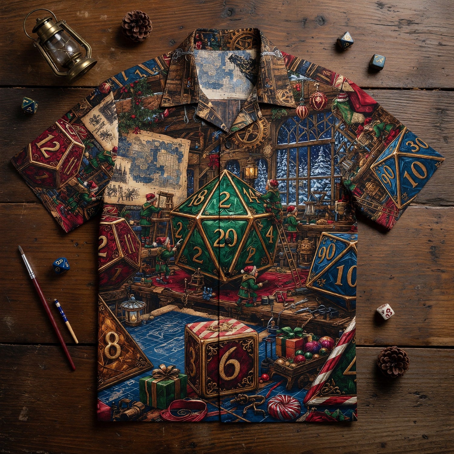 Christmas Dice Hawaiian Shirt - Fantasy Holiday Apparel