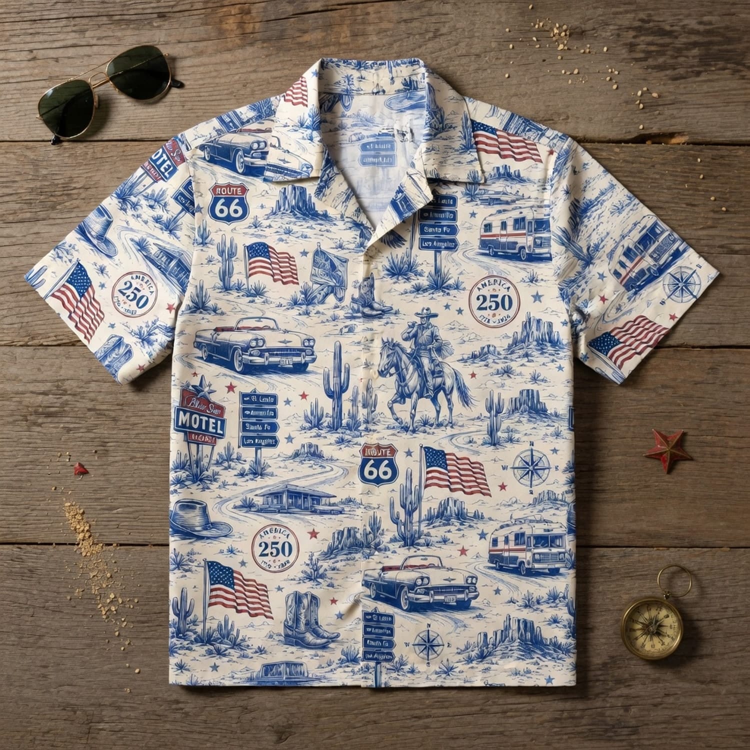 America 250 Classic Road Trip 1776-2026 Vintage Premium Hawaiian Shirt - HW1DOC1001