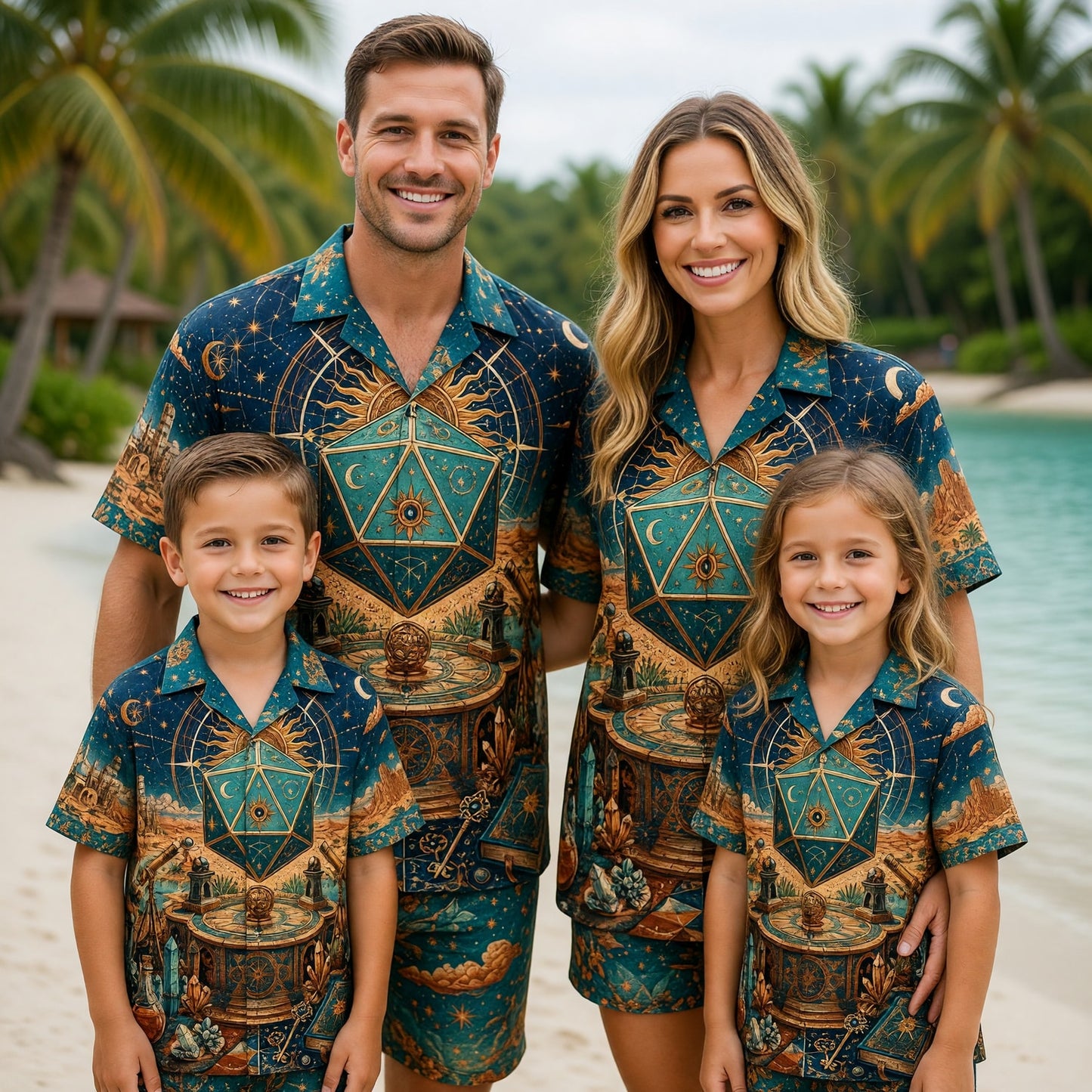 Celestial D20 Dice Hawaiian Shirt - Fantasy RPG Astrology