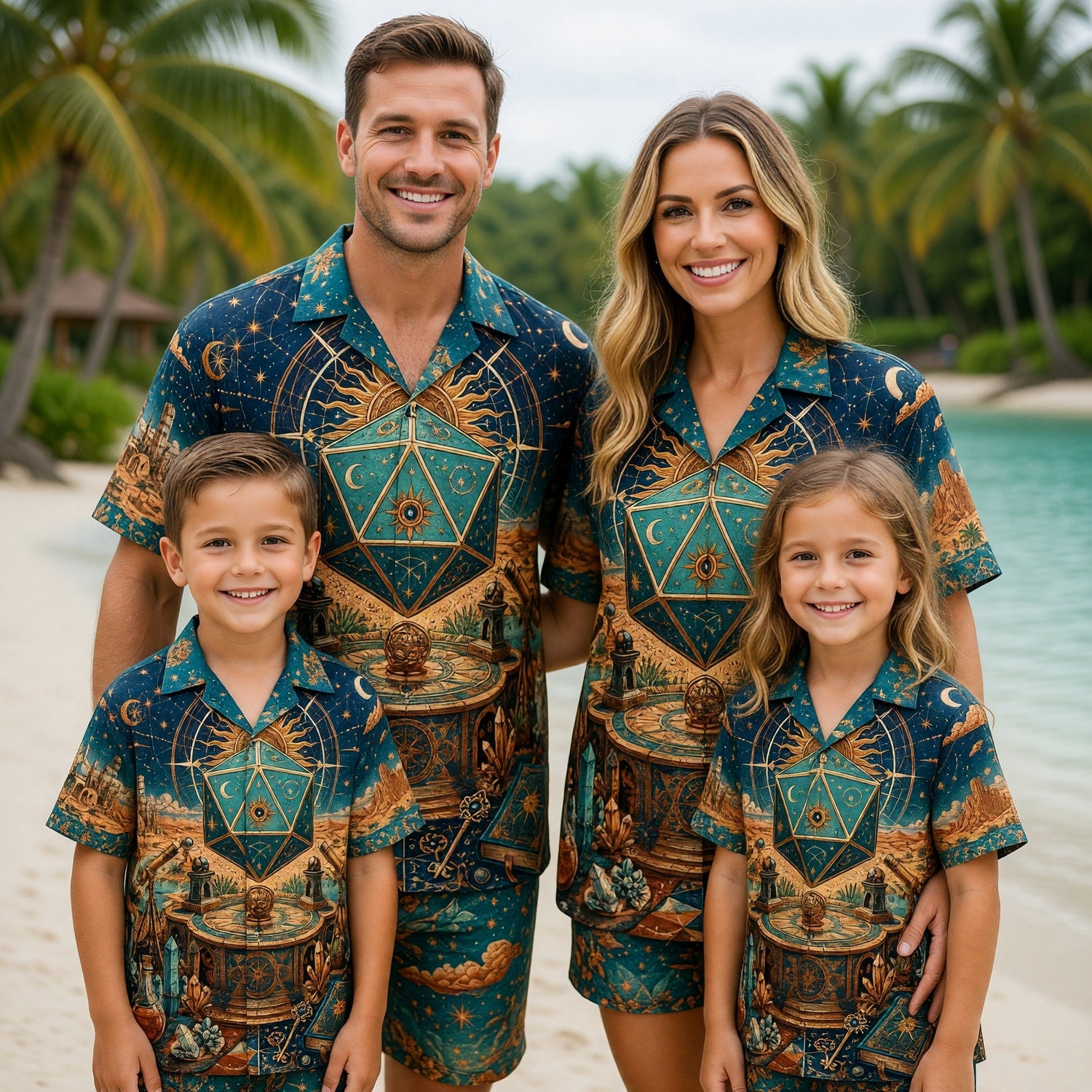 Celestial D20 Dice Hawaiian Shirt - Fantasy RPG Astrology
