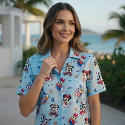 Cruise Vacation Mouse Duck Lady Duck Silly Dog Hawaiian Shirt