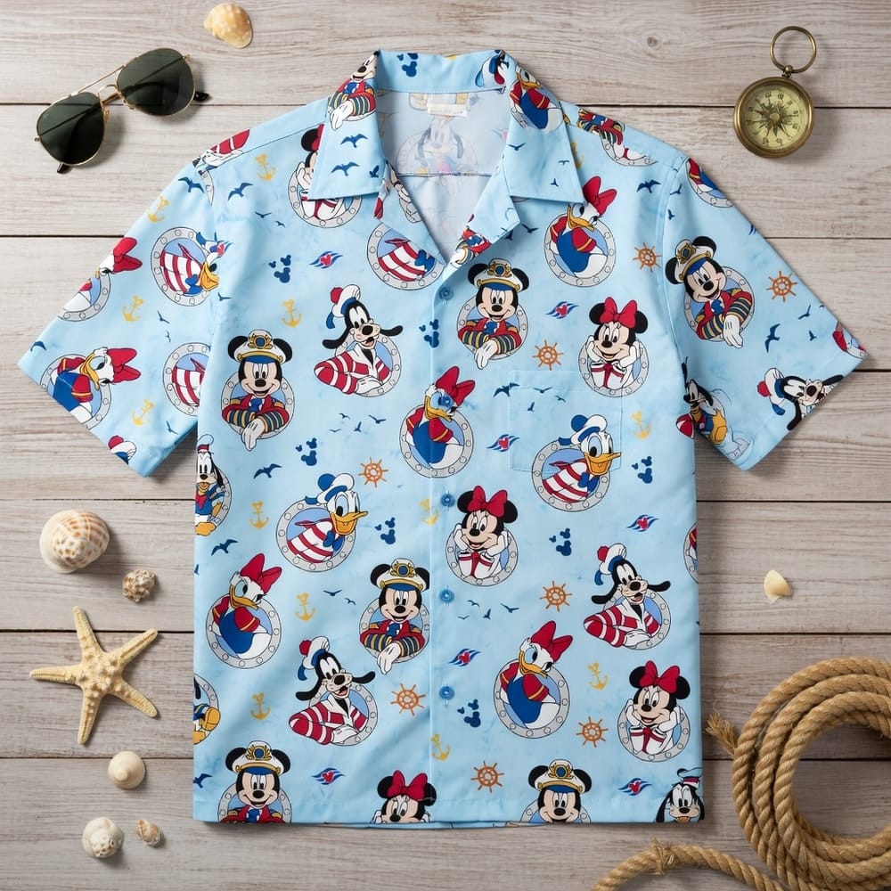 Cruise Vacation Mouse Duck Lady Duck Silly Dog Hawaiian Shirt
